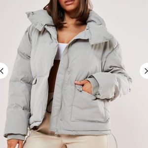 Missguided Grey puffer jacket